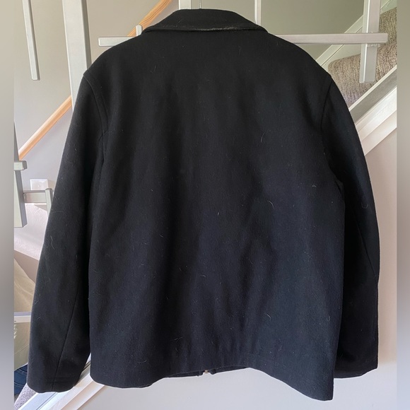 Men’s Black Wool Blend Pea Coat Tommy Hilfiger M - Lightly Worn - Picture 2 of 3